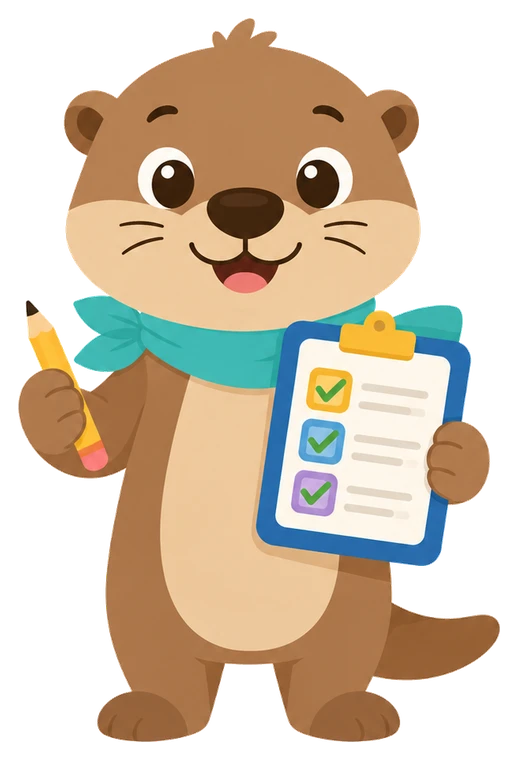 Ollie the Otter holding a chore checklist